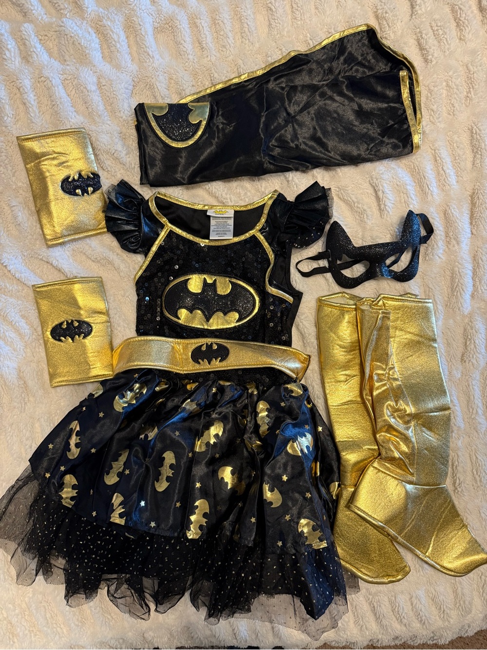 DC Black and Gold Batgirl costume with Mask & Accessories - girls size small